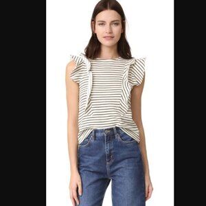 McGuire Noemie Ruffle Top Black Striped Size XS Cream Knit